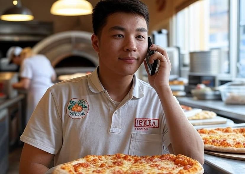Restaurant staff taking phone orders